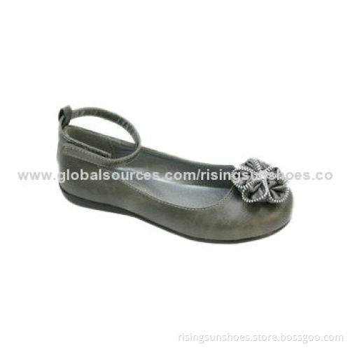 Children's Casual Shoe, Soft TPR Sole + Fashionable Upper Design/Ankle Tape/Handmade Flower Ornament